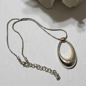 Brighton VENEZIA PENDANT mixed metals etched and scrolled‎ NECKLACE